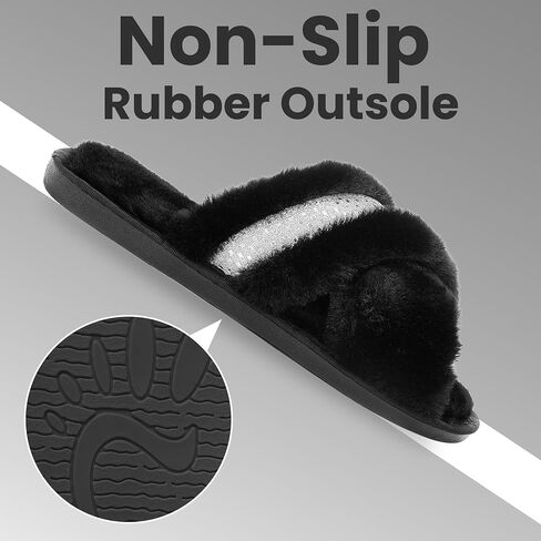 stylewe Women's Fuzzy Slippers House Slippers Soft Cross Band Indoor Outdoor Open Toe Slippers in Saudi Arabia