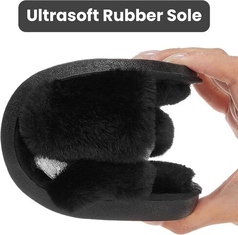 stylewe Women's Fuzzy Slippers House Slippers Soft Cross Band Indoor Outdoor Open Toe Slippers in Saudi Arabia