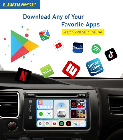 Magic Box، محول CarPlay اللاسلكي للسيارة المزود ببطاقة Google/TF&SIM/Tiktok/NetfIix/YouTube، مثالي لمحول Apple/Android CarPlay اللاسلكي لسيارات CarPlay السلكية من عام 2016 in Kuwait