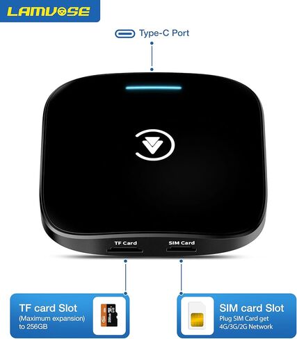 Magic Box، محول CarPlay اللاسلكي للسيارة المزود ببطاقة Google/TF&SIM/Tiktok/NetfIix/YouTube، مثالي لمحول Apple/Android CarPlay اللاسلكي لسيارات CarPlay السلكية من عام 2016 in Kuwait