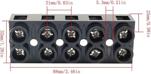 RLECS 500V 60A 5 مواضع صف مزدوج لولبي طرفي كتلة صف مزدوج حاجز كهربائي طرفي شريط كتلة، أسود in Kuwait
