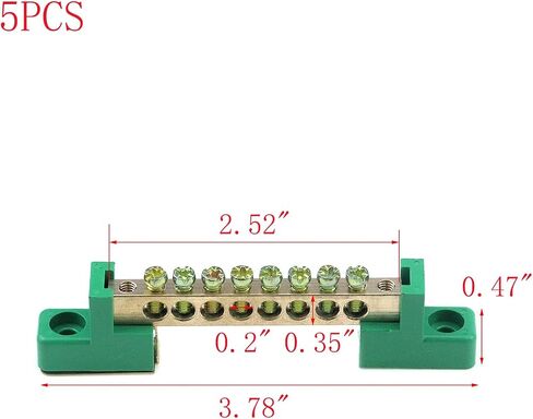 MY MIRONEY Terminal Bus Bar 6 Positions Screw Brass Terminal Grounding Strip Bus Bar Block Green Terminal Block Pack of 5 in Saudi Arabia