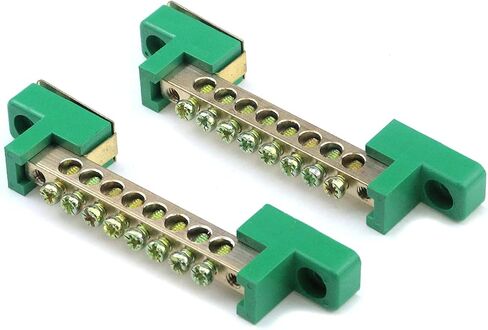 MY MIRONEY Terminal Bus Bar 6 Positions Screw Brass Terminal Grounding Strip Bus Bar Block Green Terminal Block Pack of 5 in Saudi Arabia