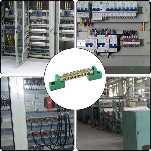 MY MIRONEY Terminal Bus Bar 6 Positions Screw Brass Terminal Grounding Strip Bus Bar Block Green Terminal Block Pack of 5 in Saudi Arabia