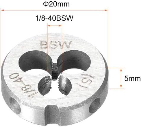uxcell 1/8-40 BSW Round Die, Machine Thread Right Hand Threading Die, Alloy Steel Screw Thread Cutting Die in Saudi Arabia