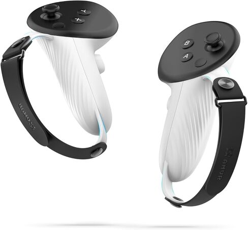 مقابض تحكم UPOK متوافقة مع Meta/Oculus Quest 3 - حافظة بمقبض في غطاء سيليكون، أشرطة يد جلدية سهلة ضبط الأيدي الكبيرة/الصغيرة الحجم، تصميم محكم يعزز الراحة in Kuwait