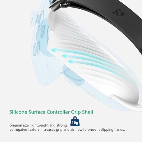 مقابض تحكم UPOK متوافقة مع Meta/Oculus Quest 3 - حافظة بمقبض في غطاء سيليكون، أشرطة يد جلدية سهلة ضبط الأيدي الكبيرة/الصغيرة الحجم، تصميم محكم يعزز الراحة in Kuwait