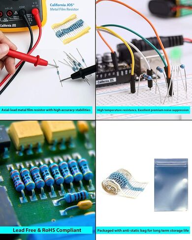 California JOS 100pcs 2.2 ohm Resistor 1/2w (0.5Watt) ±1% Tolerance Metal Film Fixed Resistor, Multiple Values of Resistance Optional(2.2 ohm, 2.2 R, 2.2 Ω) in Saudi Arabia