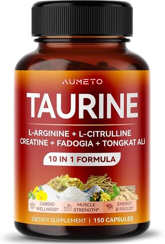 Taurine Supplement - Enhanced with L-Arginine, L-Citrulline, Creatine, Fadogia, Tongkat Ali for Mental Energy, Focus and Muscle Strength - Made in The US in Kuwait
