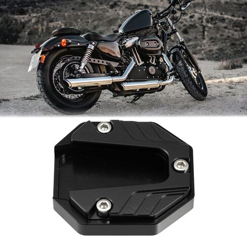 X AUTOHAUX Universal Motorcycle Kickstand Pad CNC Side Stand Foot Extension Support Plate أسود in Saudi Arabia