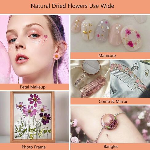 50 Pcs Dried Flowers for Resin,Real Pressed Flowers Leaves Mixed Multiple Natural Kit for Christmas DIY Gift,Art Crafts,Candle, Soap Making, Nails Decor in Kuwait