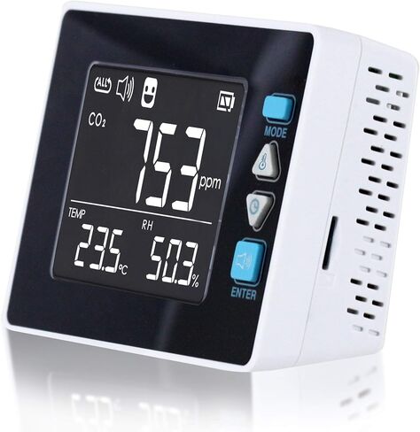 PerfectPrime CO2390، جهاز قياس جودة الهواء الداخلي USB ثاني أكسيد الكربون ودرجة حرارة الهواء ومسجل بيانات الرطوبة/مقياس الحرارة/مقياس الرطوبة مع بطاقة SD in Kuwait