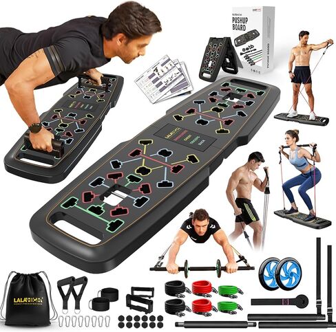 Ultimate Home Gym,Portable Exercise Equipment with Push Up Board,Pilates Bar & 25 Fitness Accessories, Resistance Bands & Ab Roller Wheel,Full Body Workout at Home in Saudi Arabia