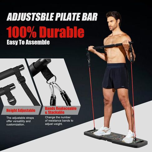Ultimate Home Gym,Portable Exercise Equipment with Push Up Board,Pilates Bar & 25 Fitness Accessories, Resistance Bands & Ab Roller Wheel,Full Body Workout at Home in Saudi Arabia