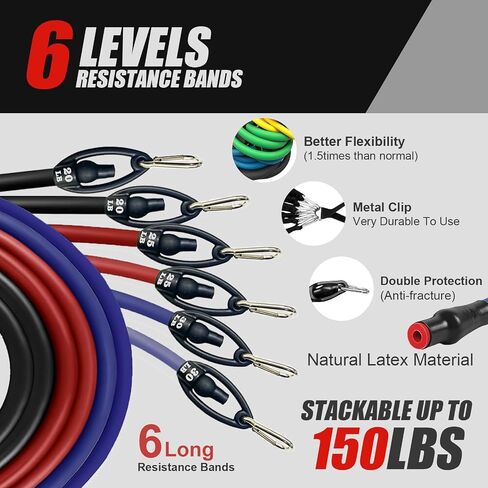 Ultimate Home Gym,Portable Exercise Equipment with Push Up Board,Pilates Bar & 25 Fitness Accessories, Resistance Bands & Ab Roller Wheel,Full Body Workout at Home in Saudi Arabia