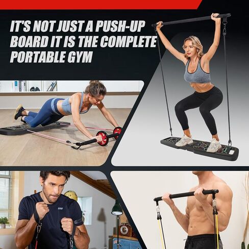 Ultimate Home Gym,Portable Exercise Equipment with Push Up Board,Pilates Bar & 25 Fitness Accessories, Resistance Bands & Ab Roller Wheel,Full Body Workout at Home in Saudi Arabia