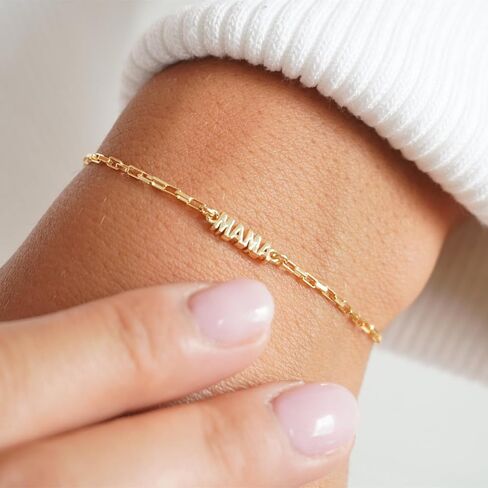 Mama bracelet, Dainty Paperclip Stainless Steel Letter Adjustable Bracelets Stackable Cuban Link Bracelet for Mother's Day Mother's Birthday Jewelry Gifts in Saudi Arabia