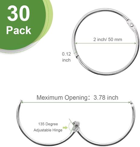 حلقات تجليد الكتب 5 سم - ForTomorrow 30 حزمة معدنية فضفاضة من أوراق الموثق حلقة سلسلة مفاتيح فضية من النيكل لبطاقات فلاش الفهرس، مدرسة المكتب in Kuwait