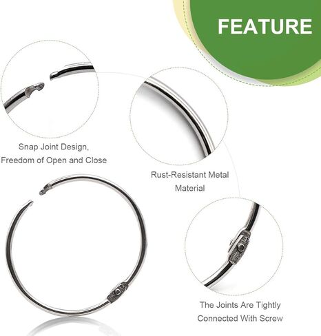 حلقات تجليد الكتب 5 سم - ForTomorrow 30 حزمة معدنية فضفاضة من أوراق الموثق حلقة سلسلة مفاتيح فضية من النيكل لبطاقات فلاش الفهرس، مدرسة المكتب in Kuwait