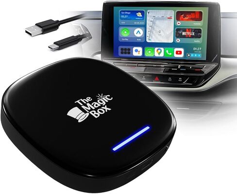 The Magic Box 2.0, Wireless CarPlay/Android Auto Adapter, Wireless Auto Adapter to All Your Favorite Streaming Apps, Disney+, Hulu, YouTube, Netflix, Live Sports and More! Designed in San Diego, CA in Saudi Arabia