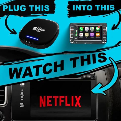 The Magic Box 2.0, Wireless CarPlay/Android Auto Adapter, Wireless Auto Adapter to All Your Favorite Streaming Apps, Disney+, Hulu, YouTube, Netflix, Live Sports and More! Designed in San Diego, CA in Saudi Arabia