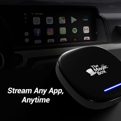 The Magic Box 2.0, Wireless CarPlay/Android Auto Adapter, Wireless Auto Adapter to All Your Favorite Streaming Apps, Disney+, Hulu, YouTube, Netflix, Live Sports and More! Designed in San Diego, CA in Saudi Arabia