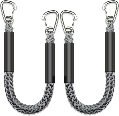 3 Feet Marine Grade Boat Bungee Dock Lines Jet Ski Accessories with High Visibility 316ss Hook for Jet Ski, SeaDoo, Yamaha WaveRunner, Kayak, Pontoon Boat, Dinghy 2Pcs (Grey, 3 Feet) in Saudi Arabia