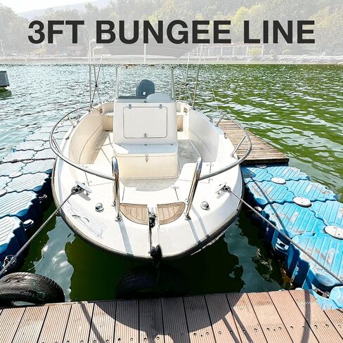 3 Feet Marine Grade Boat Bungee Dock Lines Jet Ski Accessories with High Visibility 316ss Hook for Jet Ski, SeaDoo, Yamaha WaveRunner, Kayak, Pontoon Boat, Dinghy 2Pcs (Grey, 3 Feet) in Saudi Arabia