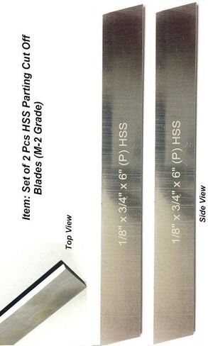 مجموعة Praztech مكونة من شفرتين شبه منحرفتين HSS مقاس 1/8 بوصة × 3/4 بوصة (عريضة) × 6 بوصة (طويلة) لقطع فواصل المخرطة وحوامل الأدوات - الصلبة والأرضية in Kuwait