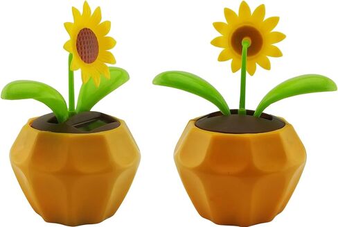- Solar Powered Dancing Flowers, (Set of 2) - Red Daisy and Sunflower in Gold and Green Decorative Pots - Solar Dancing Toy, Car Dashboard Toy, Desk Decoration, or Window Decorations. in Saudi Arabia