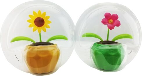 - Solar Powered Dancing Flowers, (Set of 2) - Red Daisy and Sunflower in Gold and Green Decorative Pots - Solar Dancing Toy, Car Dashboard Toy, Desk Decoration, or Window Decorations. in Saudi Arabia