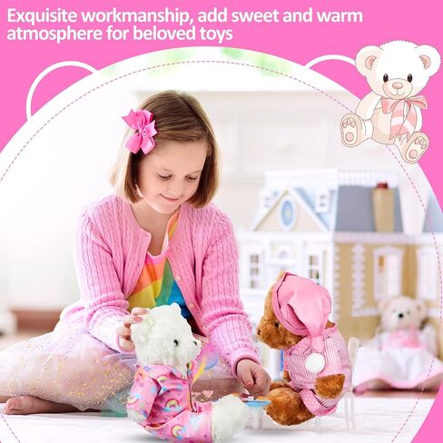 Civaner Pink Stripe Bear Clothes Stuffed Animal Clothes 12 -16 Inch Build a Lovely Cute Bear Clothes Stuffed Animal Clothing and Accessories Fit in Saudi Arabia