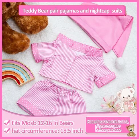 Civaner Pink Stripe Bear Clothes Stuffed Animal Clothes 12 -16 Inch Build a Lovely Cute Bear Clothes Stuffed Animal Clothing and Accessories Fit in Saudi Arabia