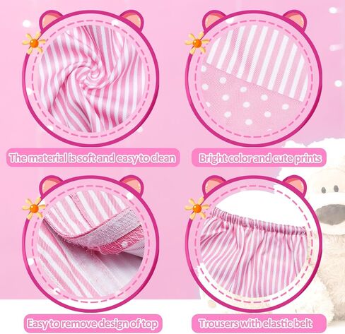 Civaner Pink Stripe Bear Clothes Stuffed Animal Clothes 12 -16 Inch Build a Lovely Cute Bear Clothes Stuffed Animal Clothing and Accessories Fit in Saudi Arabia