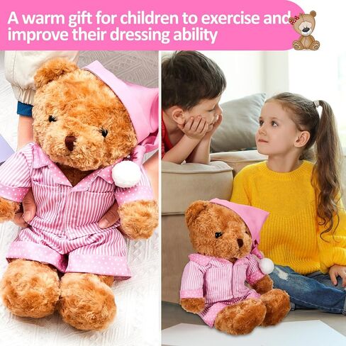 Civaner Pink Stripe Bear Clothes Stuffed Animal Clothes 12 -16 Inch Build a Lovely Cute Bear Clothes Stuffed Animal Clothing and Accessories Fit in Saudi Arabia