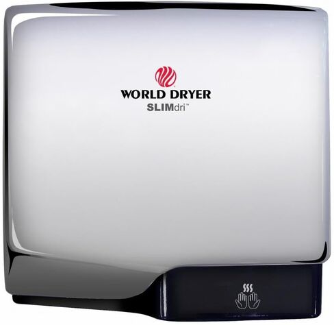 World Dryer L-972 Slimdri Bright الفولاذ المقاوم للصدأ مجفف الأيدي المتوافق مع ADA، سرعة عالية، كهربائي، 110-240 فولت، خيار الهواء البارد أو الدافئ، موفر للطاقة، وقت تجفيف سريع 10-15 ثانية، يلغي تكلفة المناشف الورقية، ضمان لمدة 10 سنوات in Kuwait