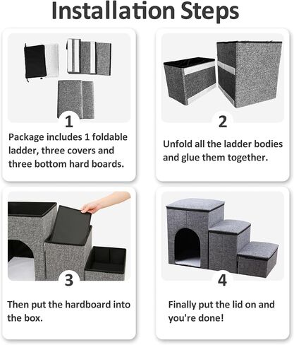 2-Step Dog Stairs,14" H Portable Puppy Steps with Storage Folding Doggie Steps with Condo for High beds or Couch Adjustable Steps for Small Medium Puppies Cat Ramp Ladder Dog Window Perch in Saudi Arabia
