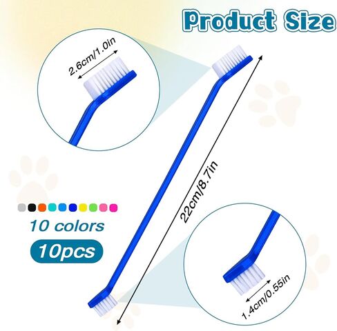 طقم تنظيف أسنان الكلاب 10 قطع من كاليون، فرشاة أسنان مزدوجة الرأس للحيوانات الأليفة، فرشاة أسنان متعددة الألوان للقطط، فرشاة أسنان محمولة للكلاب، طقم تنظيف أسنان ناعم للكلاب والقطط وتنظيف أسنان الحيوانات الأليفة والعناية بالأسنان in Kuwait