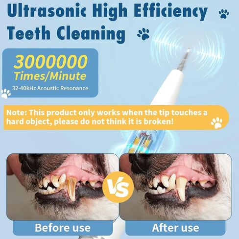 Plaque Remover for Teeth: Dog Teeth Cleaning Kit for Tartar Stains Removal Electric Pet Ultrasonic Tooth Cleaner with LED Light Finger Toothbrush Dental Care for Dog Cat 5 Modes (White) in Saudi Arabia
