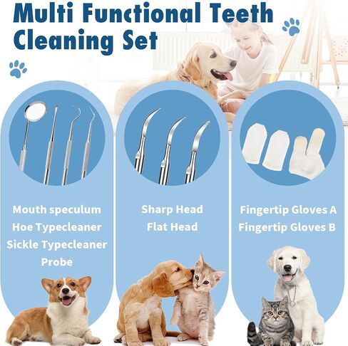 Plaque Remover for Teeth: Dog Teeth Cleaning Kit for Tartar Stains Removal Electric Pet Ultrasonic Tooth Cleaner with LED Light Finger Toothbrush Dental Care for Dog Cat 5 Modes (White) in Saudi Arabia