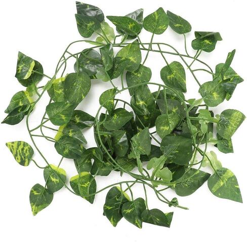 Repta Vines Flexible Bend Long Vines Artificial Fake Leaves Habitat Decor for Lizard Frogs Snakes and More Reptiles(Green Leaf) in Saudi Arabia
