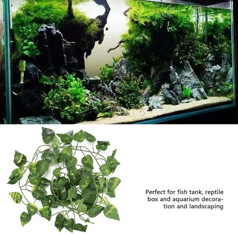 Repta Vines Flexible Bend Long Vines Artificial Fake Leaves Habitat Decor for Lizard Frogs Snakes and More Reptiles(Green Leaf) in Saudi Arabia