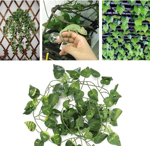 Repta Vines Flexible Bend Long Vines Artificial Fake Leaves Habitat Decor for Lizard Frogs Snakes and More Reptiles(Green Leaf) in Saudi Arabia