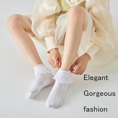 WBZOTSS 5 Pairs Girls Mesh Ruffle Lace Trim Cotton Socks Frilly Ankle Socks Princess Style Dress Socks for Toddler Girls in Saudi Arabia