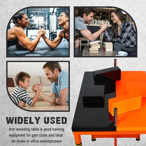 HUCOVIN Arm Wrestling Battle Table with Wrist Strap Arm Strength Training Equipment for Home Gym Office Club (Black & Orange) in Kuwait