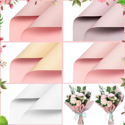 Fainne Flower Wrapping Paper Floral Bouquet Wrapping Paper Florist Supplies Waterproof Double Sided Color Packaging Paper for Mother's Day Wedding Bouquet Wrap Supplies(50 Pcs) in Saudi Arabia