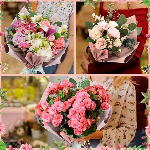 Fainne Flower Wrapping Paper Floral Bouquet Wrapping Paper Florist Supplies Waterproof Double Sided Color Packaging Paper for Mother's Day Wedding Bouquet Wrap Supplies(50 Pcs) in Saudi Arabia