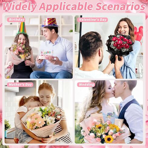 JILASIR 40 Sheets Floral Wrapping Paper, Waterproof Flower Bouquet Wrapping Paper Kits, Flower Paper Wrap for Wedding Mother's Day Graduation Birthday Gifts, Florist Supplies Packaging Paper, 6 Colors in Saudi Arabia