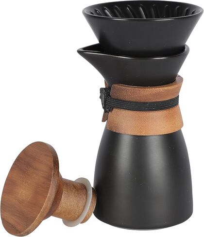 kajso Pour Over Ceramic Coffee Dripper - Handmade Porcelain Slow Filter Cone for Travel, Camping, Office, Home, Coffee Maker Brew in Saudi Arabia