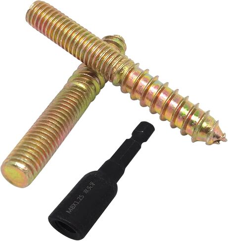 10Pcs Hanger Bolts Double Headed Bolts Kit,with (M8x1.25mm) Hanger Bolt Driver, Hanger Bolts for Wood Furniture(M8x60mm) in Saudi Arabia